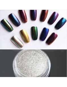 Polvo plata para metalizar uñas