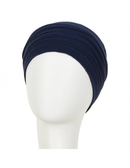 Gorro oncológico Chrystal Azul jaspeado busto Christine Headwear